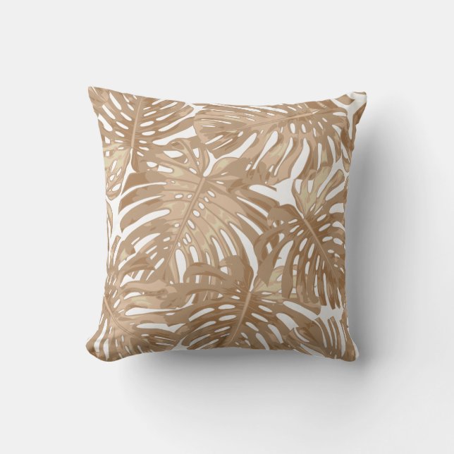Tropical Beach Boho Brown White Handflatan Löv Kudde (Framsida)