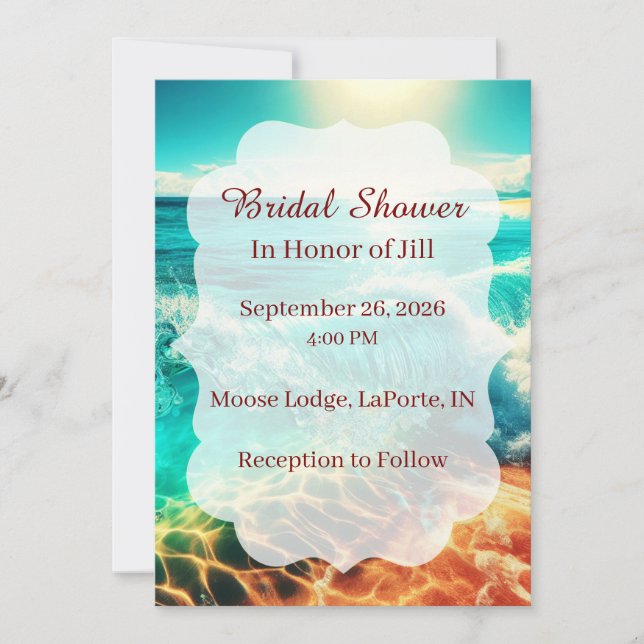 Tropical Beach Bridal Shower Invitation Inbjudningar (Framsida)