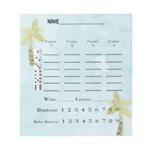 Tropical Beach Bunco Score Pad Anteckningsblock