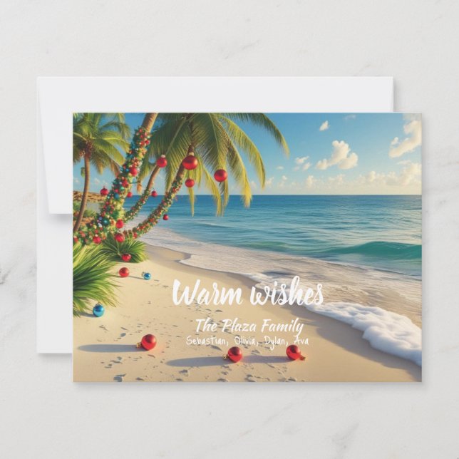 Tropical Beach Christmas Card – Custom Family card Julkort (Framsida)
