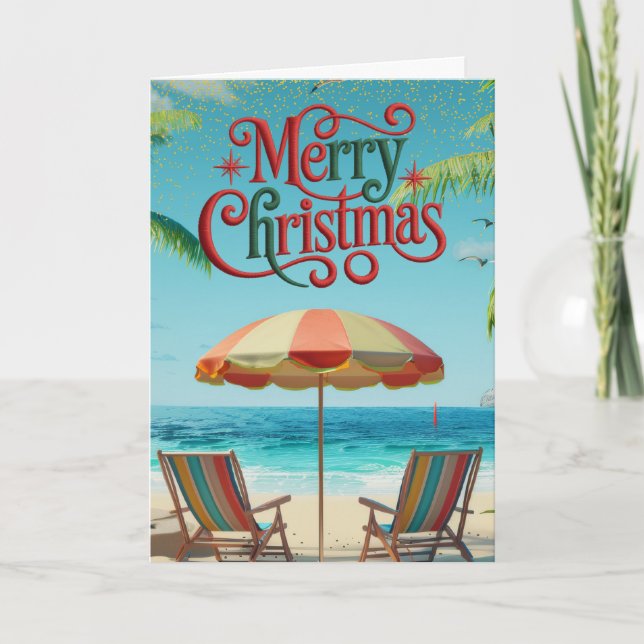 Tropical Beach Christmas Card Helgkort (Framsida)
