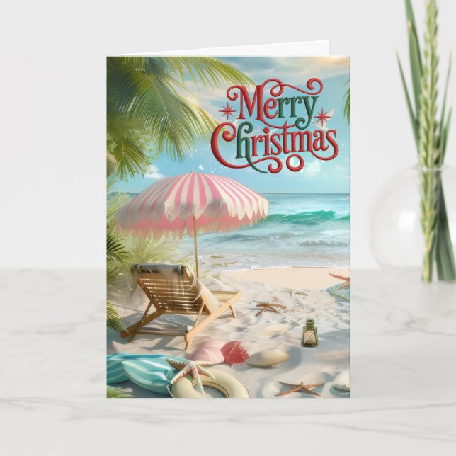 Tropical Beach Christmas Card Helgkort (Framsida)