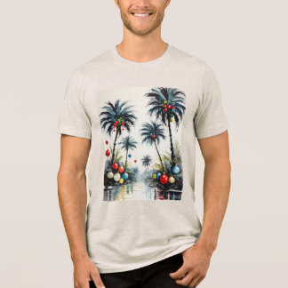 Tropical Beach Christmas Palm Trees With Ornaments T Shirt