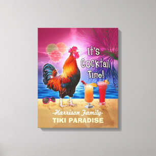 Tropical Beach Cocktail Pub Funny Tupp Chicken Canvastryck
