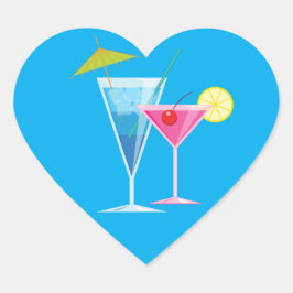 Tropical Beach Cocktail Sticker Hjärtformat Klistermärke