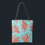 Tropical Beach Coral Mönster, Red Turcos Tygkasse<br><div class="desc">Kontakta mig på maurareed.designs@gmail.com om du vill ha ytterligare matchande material från marknadsföring.</div>