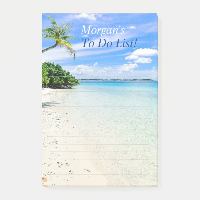 Tropical Beach Customize Namn-meddelande, Regel Li Post-it Block (Framsida)