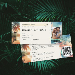 Tropical Beach Destination Boarding Pass Wedding Inbjudningar