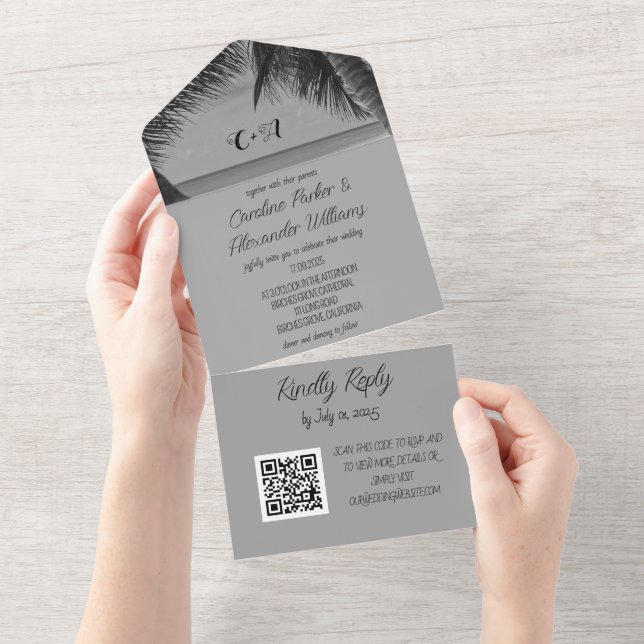 Tropical Beach Destination Elegant OSA QR Code Al (Avrivbar del)