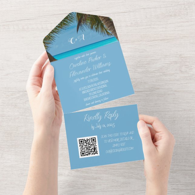 Tropical Beach Destination Elegant OSA QR-kod (Avrivbar del)