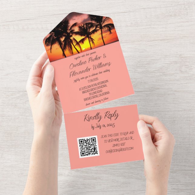 Tropical Beach Destination Elegant OSA QR-kod (Avrivbar del)
