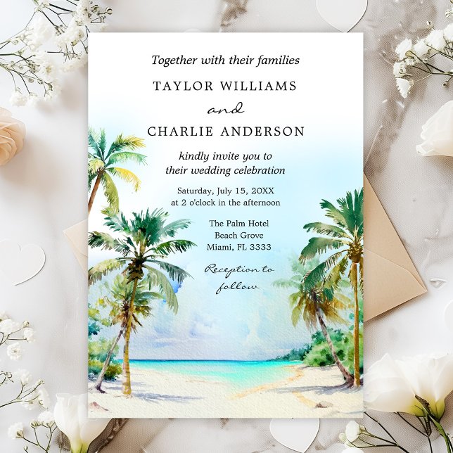 Tropical Beach Destination Wedding Inbjudningar (Skapare uppladdad)