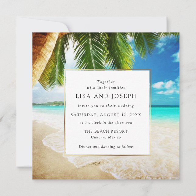 Tropical Beach Destination Wedding Meddelande (Framsida)