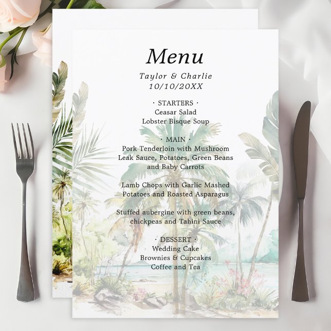 Tropical Beach Destination Wedding Meny (Skapare uppladdad)
