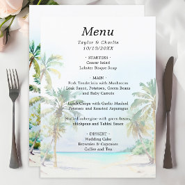 Tropical Beach Destination Wedding Meny