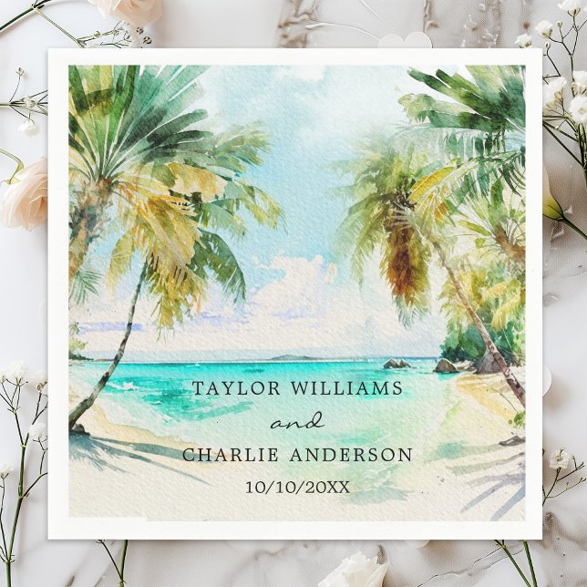 Tropical Beach Destination Wedding Pappersservett (Skapare uppladdad)