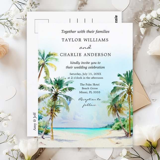Tropical Beach Destination Wedding Vykort (Skapare uppladdad)
