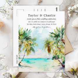 Tropical Beach Destination Wedding Vykort