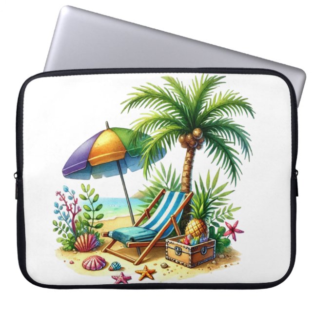 Tropical Beach Electronics Bag Laptop Fodral (Framsidan)