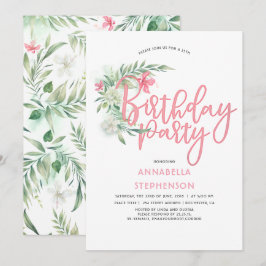 Tropical Beach Flowers Födelsedagsfest Inbjudningar