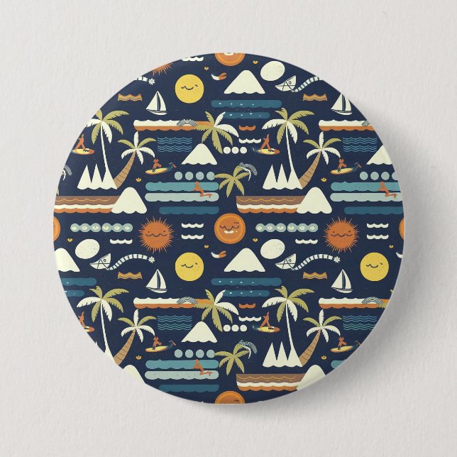 Tropical Beach Fun Pattern Knapp (Framsida)