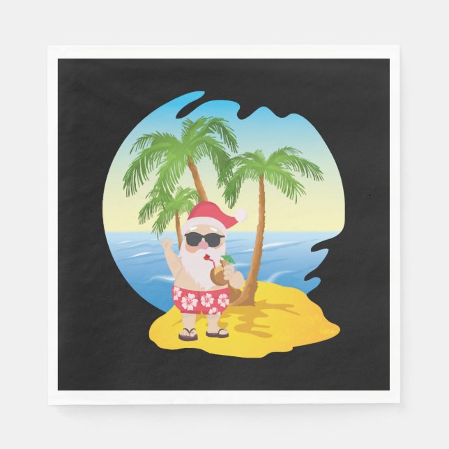 Tropical Beach Funny Jultomten Pappersservett (Framsidan)