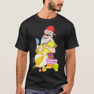 Tropical Beach Funny Santa Hawaii Sommjuljul T Shirt