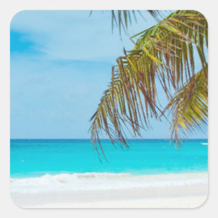 Tropical Beach Fyrkantigt Klistermärke
