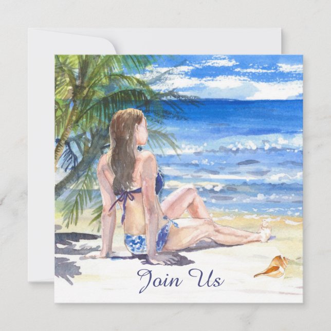 *~ Tropical Beach Generic AR29 ANY EVENT Party Inbjudningar (Framsida)