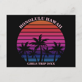 Tropical Beach Girls Trip Pink Black Custom Vykort