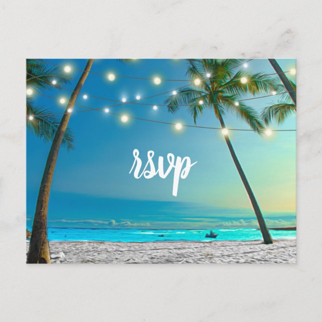Tropical Beach Handflatan String Ljus Returadress Inbjudan Vykort (Framsida)