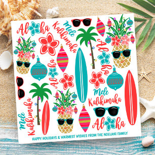 Tropical Beach Hawaiian Pineapple Mele Kalikimaka Julkort