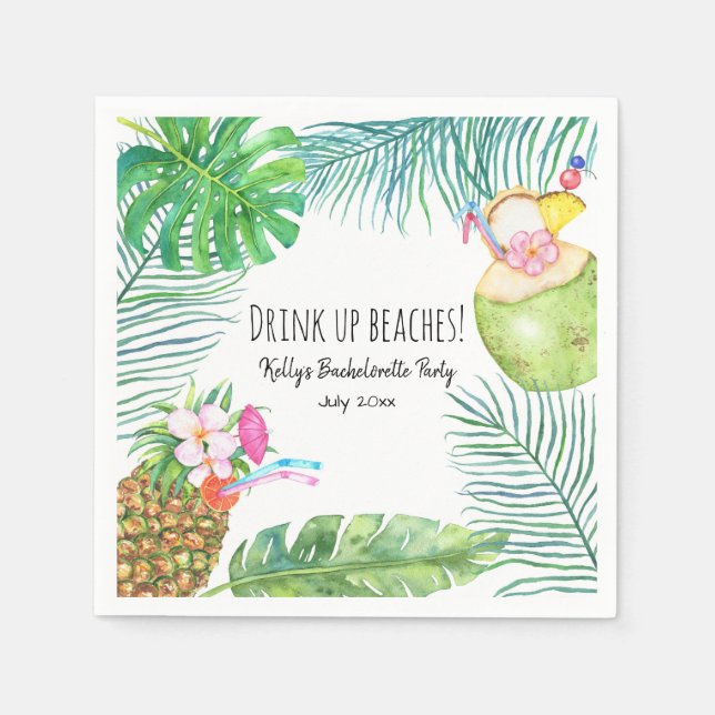 Tropical Beach Helg Bachelorette Cocktail Pappersservett (Framsidan)
