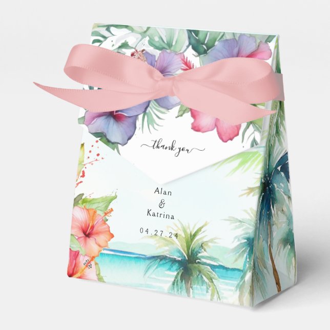 Tropical Beach Hibiscus Favor-låda Presentaskar (Framsidan Sidan)