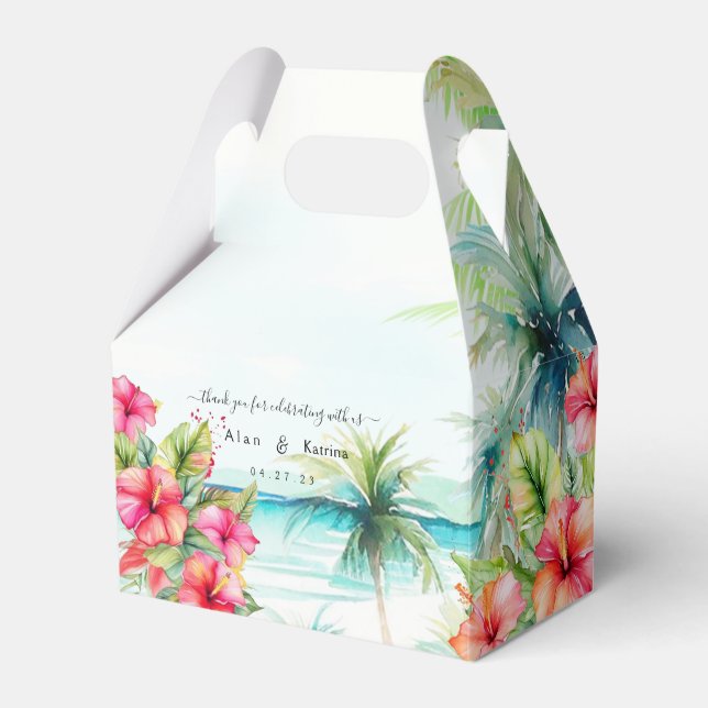 Tropical Beach Hibiskus Favor Box Presentaskar (Framsidan Sidan)