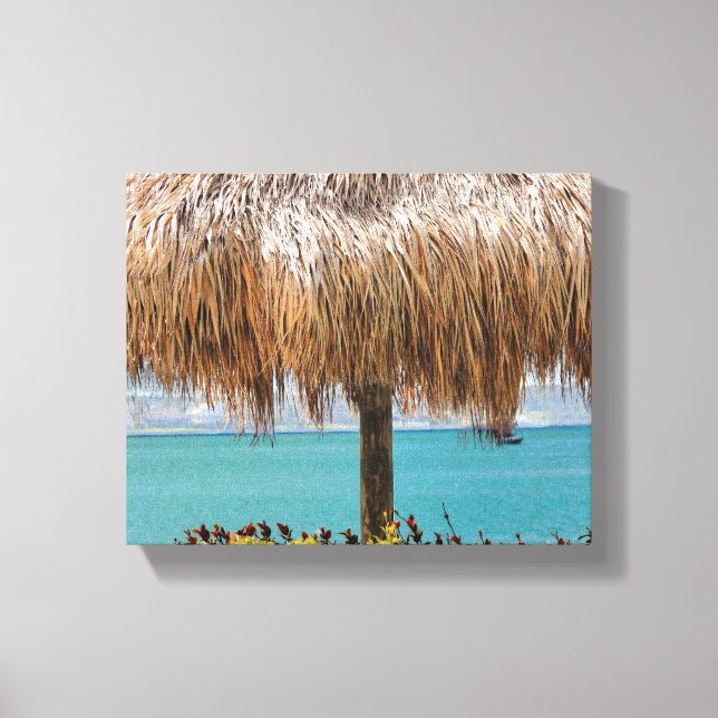 Tropical Beach Hut Wall Art Coastal Decor Canvastryck (Framsida)