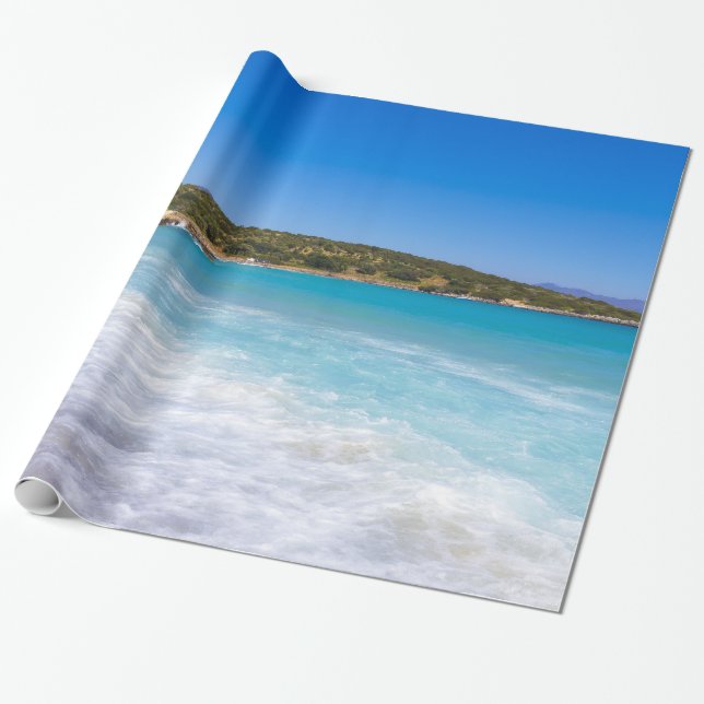 Tropical Beach Island Paradise Photo Presentpapper (Utrullad)