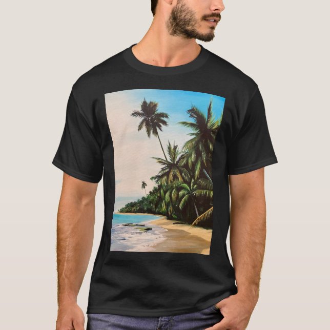 Tropical Beach Jah Sunny Arts Design T Shirt (Framsida)