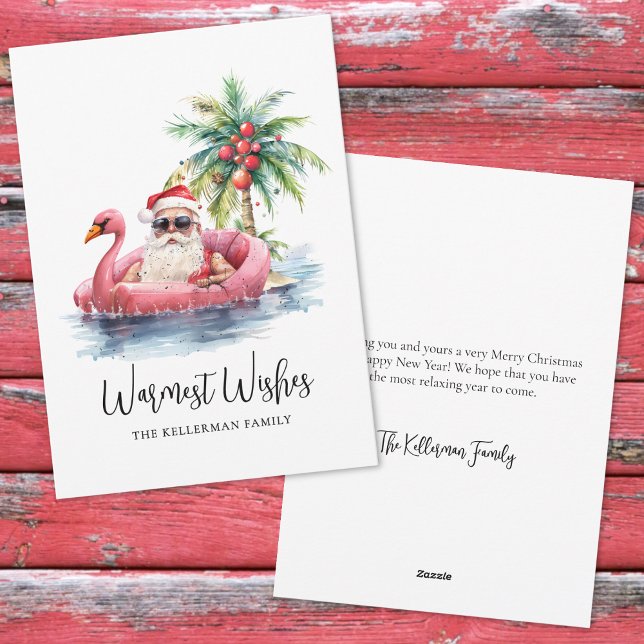 Tropical Beach Julkort (Santa Claus Tropical Beach Christmas Holiday Card)