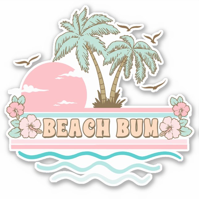 Tropical Beach Life, sommartid, Roligt Klistermärken (Framsida)