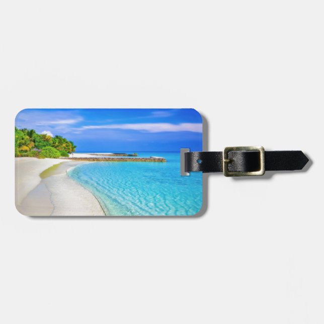Tropical Beach Luggage Tag Bagagebricka (Horisontell Framsida)