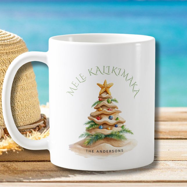 Tropical Beach Mele Kalikimaka Christmas Tree  Kaffemugg (Skapare uppladdad)