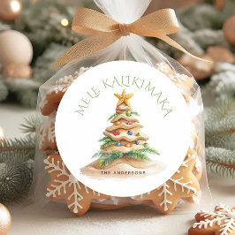 Tropical Beach Mele Kalikimaka Julgran Runt Klistermärke