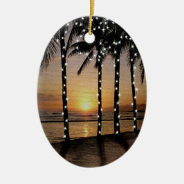 Tropical Beach Night Ljus Ornament