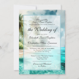 Tropical Beach & Palm Trees Formal Wedding Inbjudningar