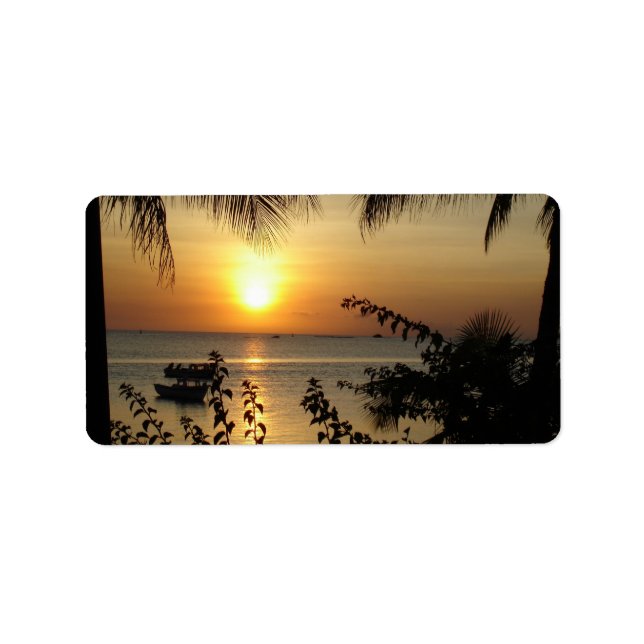 Tropical Beach Paradise Adressetikett (Framsidan)