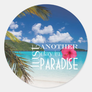 Tropical Beach Paradise Runt Klistermärke