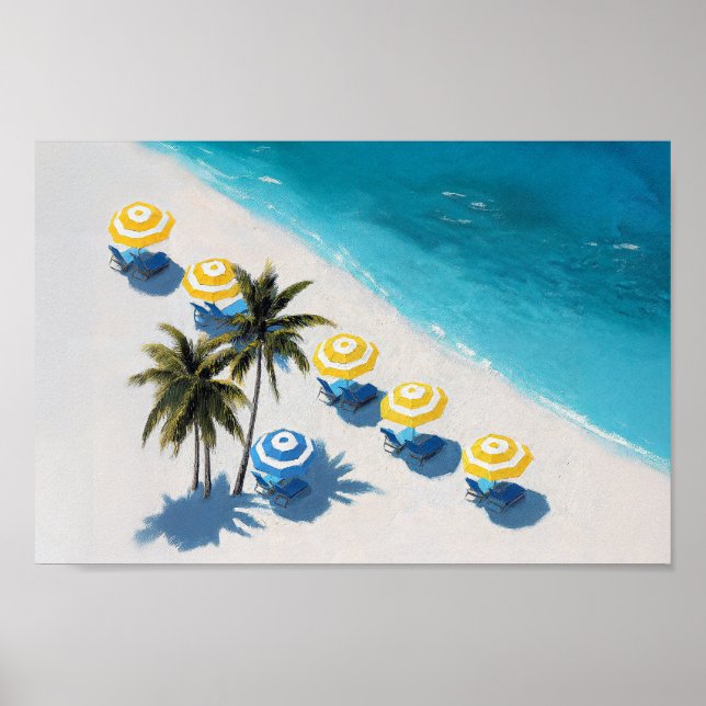 Tropical Beach Parbrella Print: Coastal Summer Poster (Framsidan)