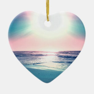 Tropical Beach Photo (Tropical Beach Foto), sommar Julgransprydnad Keramik