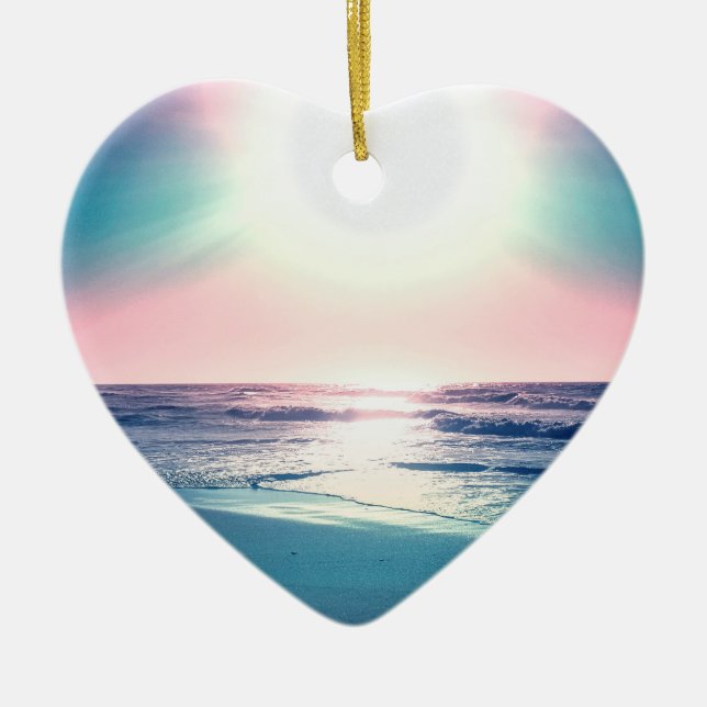 Tropical Beach Photo (Tropical Beach Foto), sommar Julgransprydnad Keramik (Framsidan)